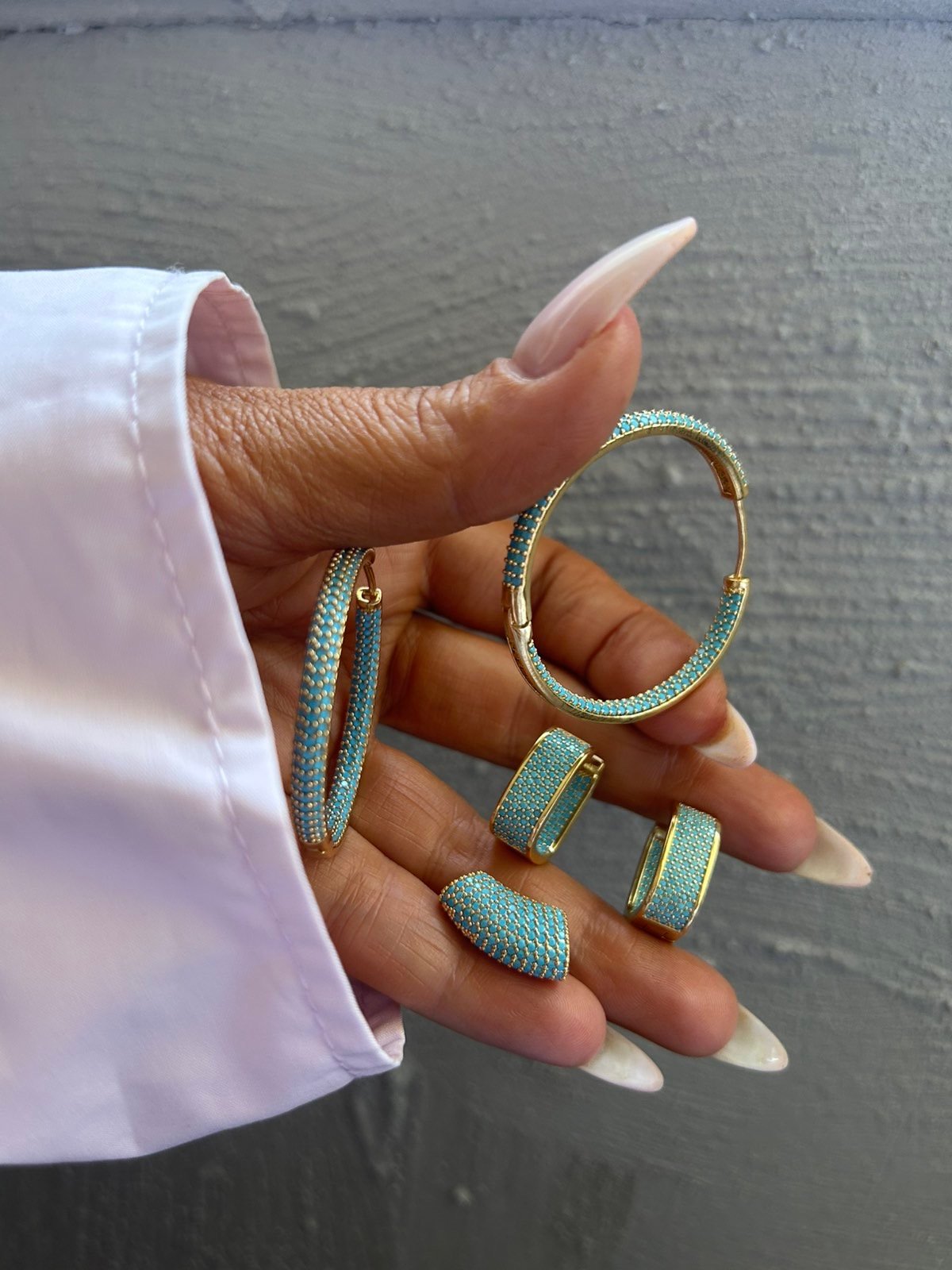 IMG_2833 TURQUOISE GLOW HOOPS - Image 1