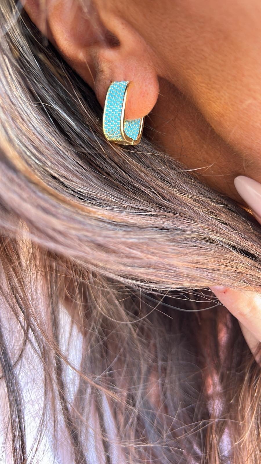 IMG_2836 TURQUOISE LUXE HOOPS - Image 1